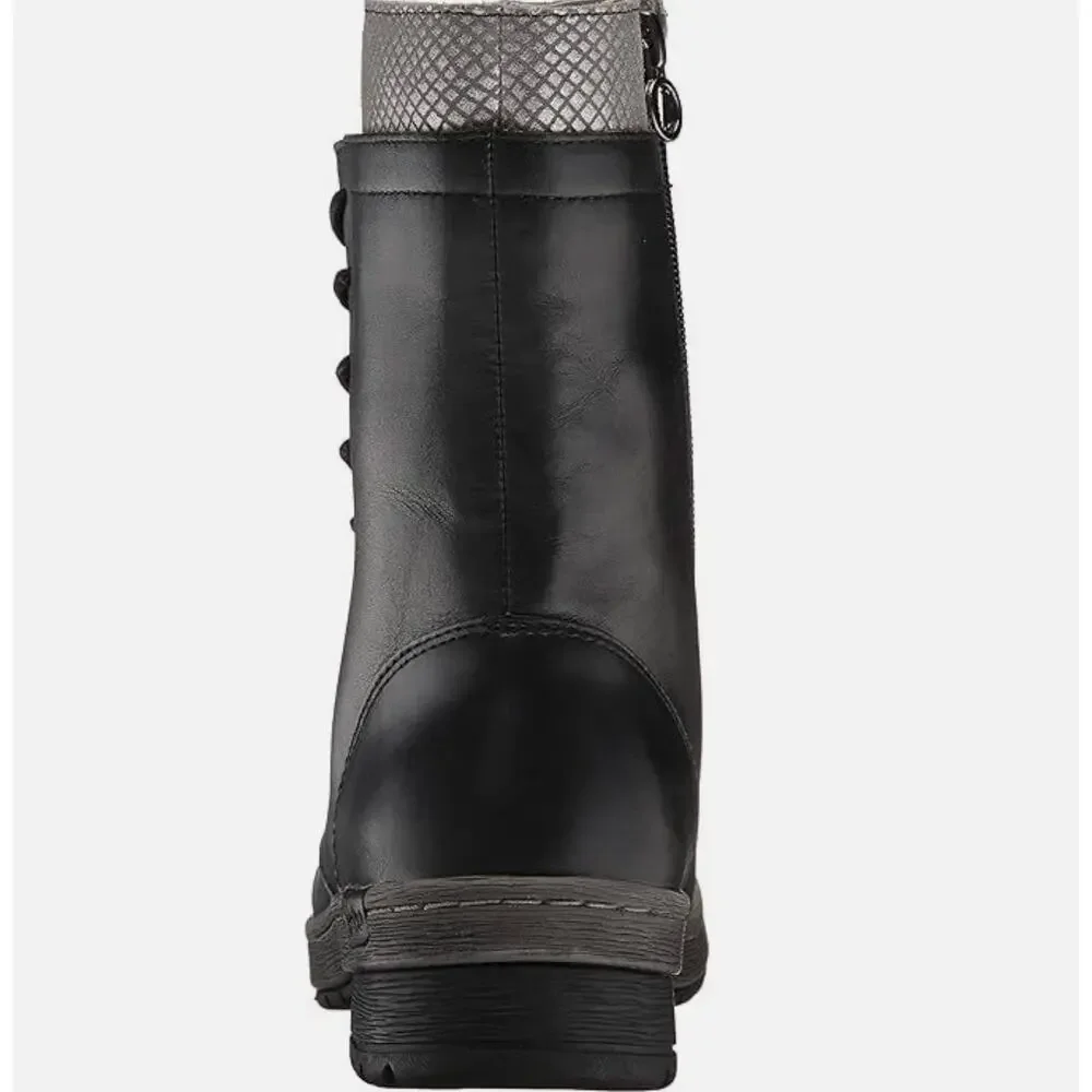 Jambu Chestnut Leather Boots 8.5 NWT Black Mid Calf Ankle Booties Lace Boho